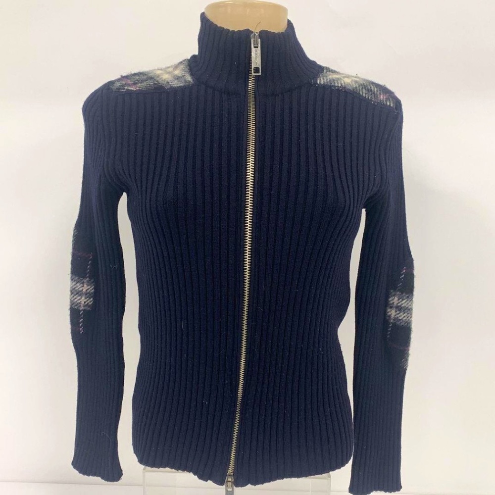 Burberry London Women's Navy Blue Zip Up Sweater - Size S - With COA